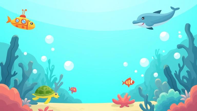Мұхитты зерттеу ойындарының кейіпкерлері бейнеленген сурет, олар су асты әлемінің білім ақпараттарын көрсетеді.